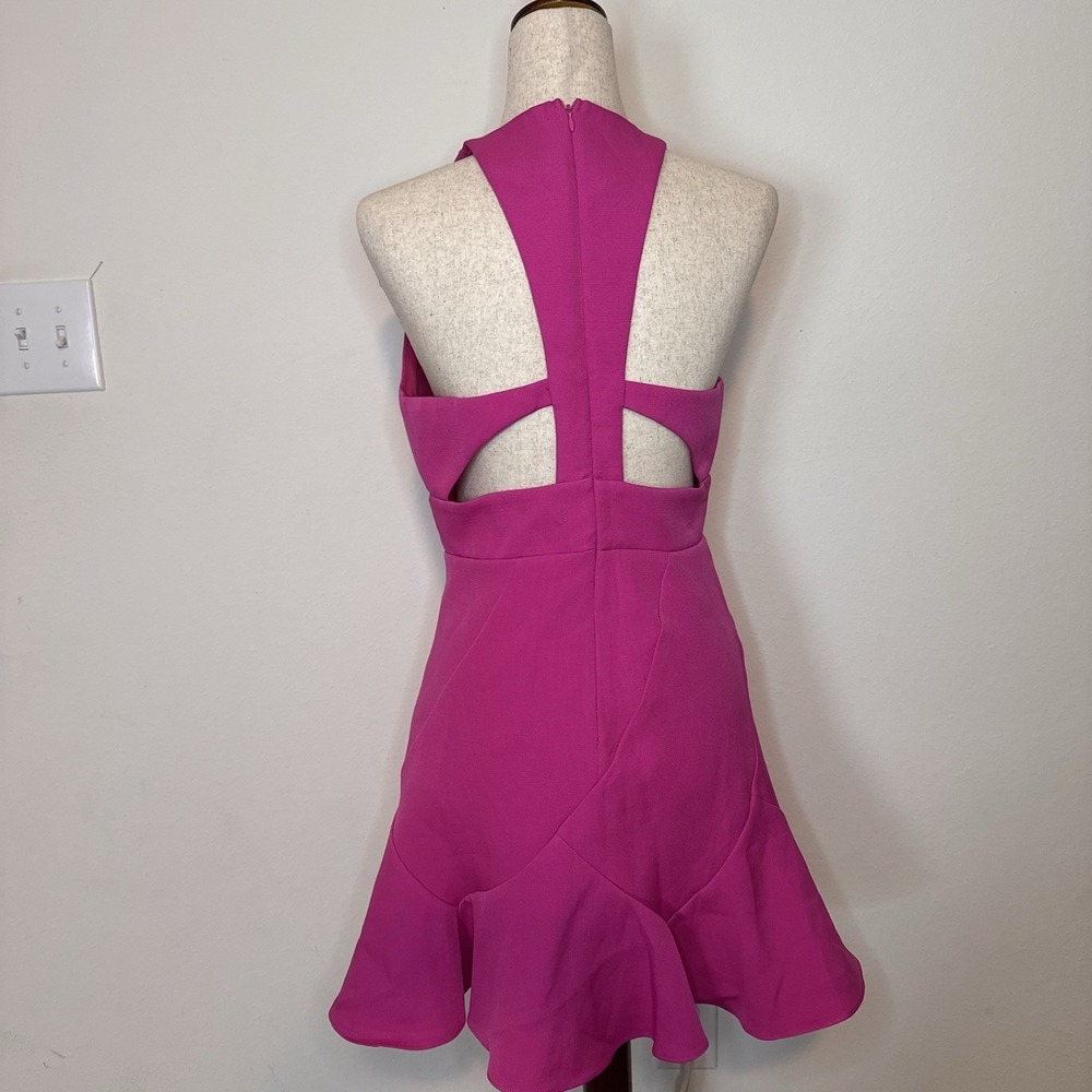 NWT Boutique Fuchsia Pink Cutout Mini Dress Medium V-Neck Racerback Cocktail
